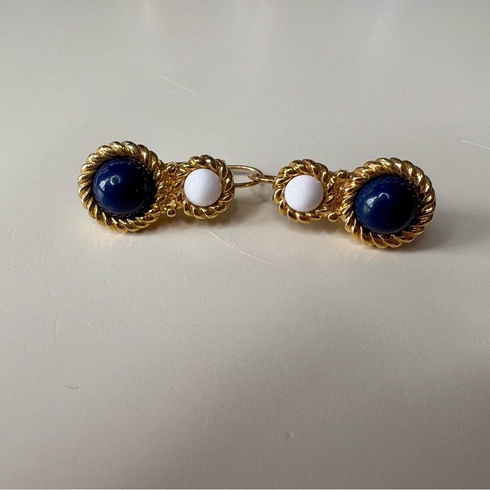 Monet Elegant Gold and Blue Earrings